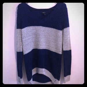 Navy blue/ silver long sleeves sweater high/low